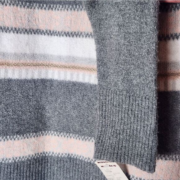 NWT Croft & Barrow M Women's  Pullover Longsleeve Knit Sweater Gray Striped  $44 - Picture 4 of 8